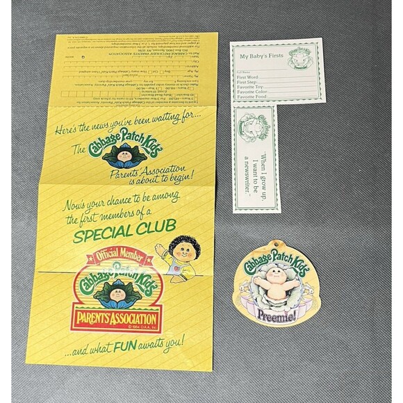 Cabbage Patch Preemie Green Eyes 1982 Dress/Shoes/Hat Birth Certificate & More - Picture 7 of 16